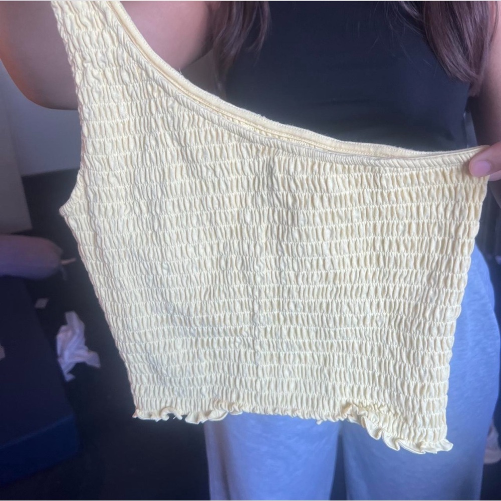 yellow single shoulder top from hollister size small